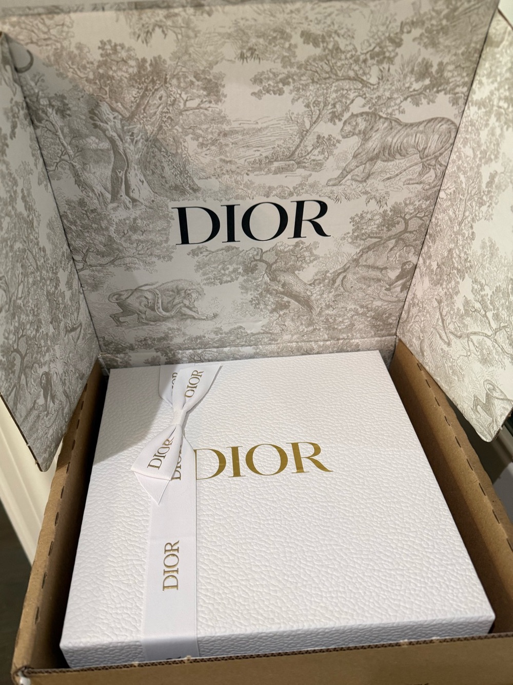 Dior Gift Box w ribbon, tissue, envelope and exterior box